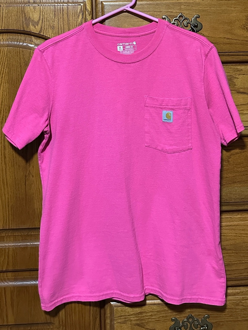 Carhartt Bright Pink Loose Fit Short Sleeve Pocket T-Shirt - Size Medium